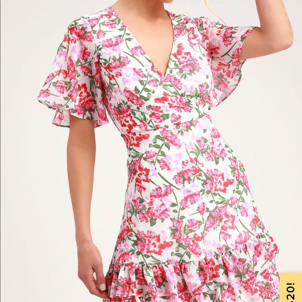 Lulu’s Floral Print Ruffled Mini Dress - Picture 2 of 6